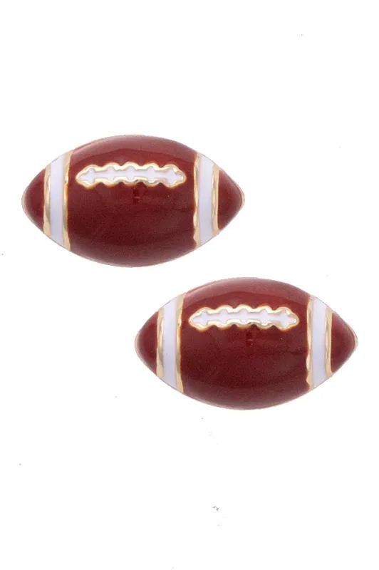 Football Enamel Stud Earrings in Brown/White sold by Canvas Style