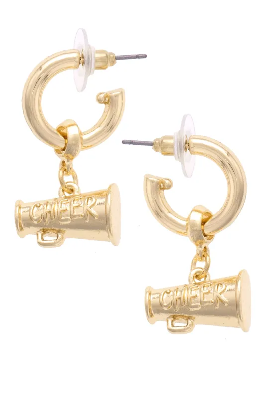 Cheer Drop Hoop Earrings in Shiny Gold sold by Canvas Style