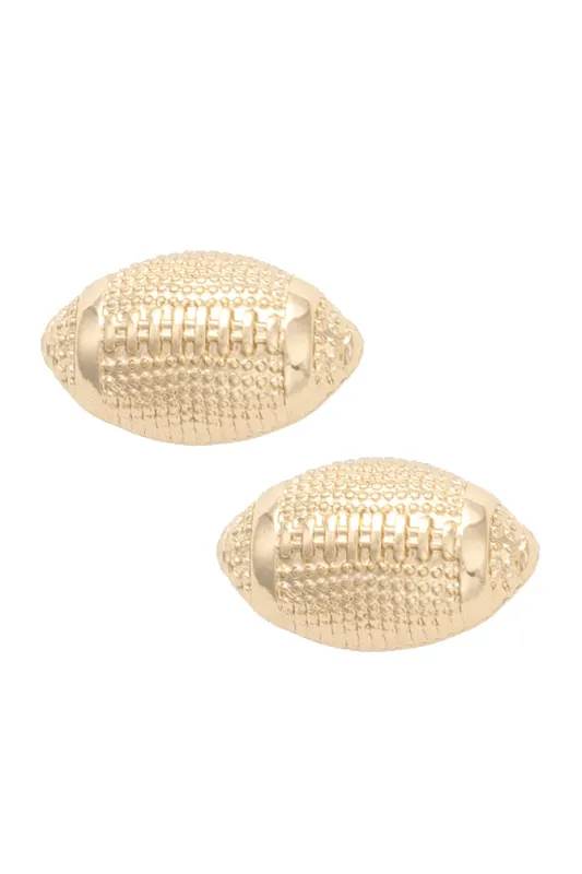 Football Stud Earrings in Shiny Gold sold by Canvas Style