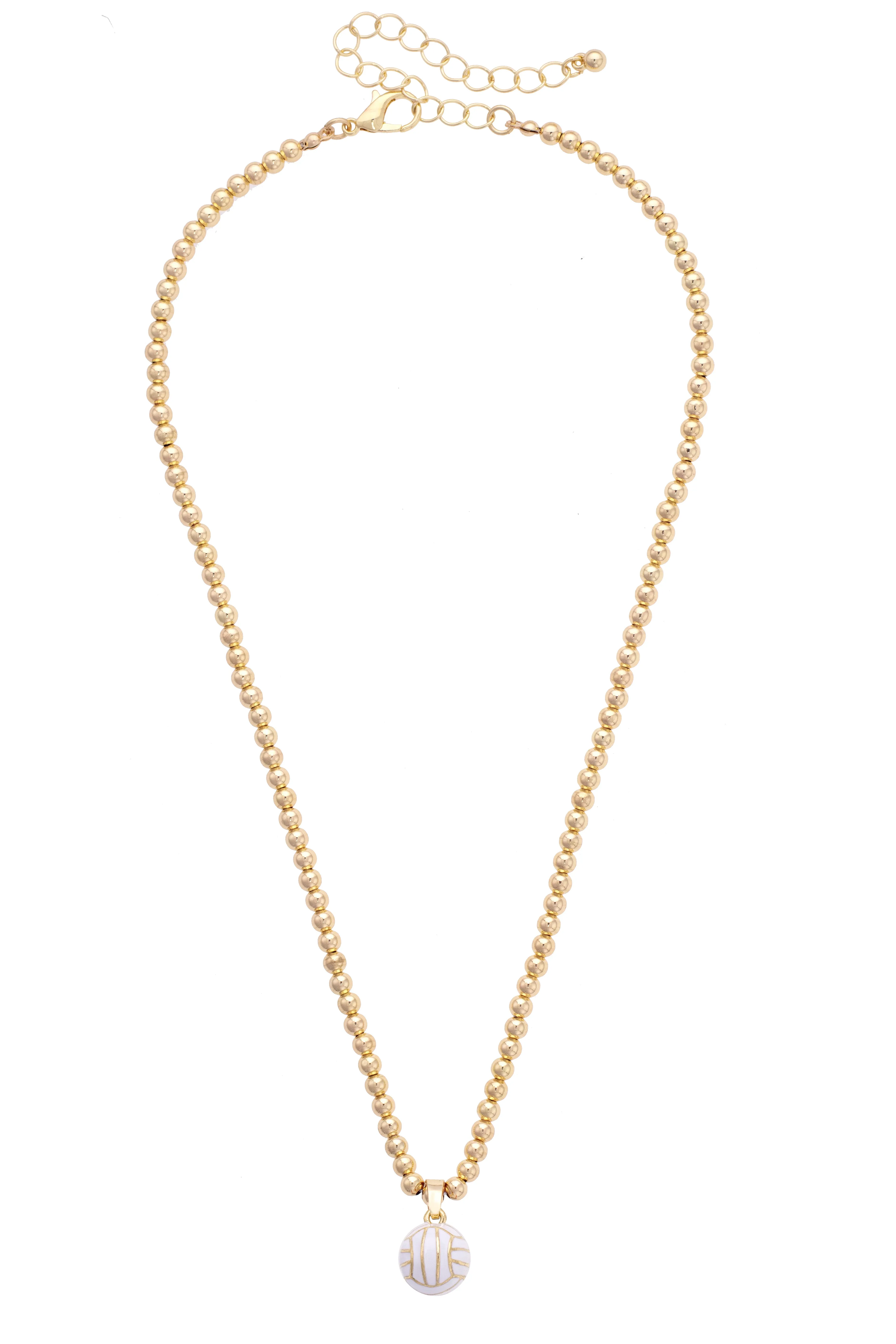 Volleyball Enamel Ball Bead Necklace in Shiny Gold sold by Canvas Style