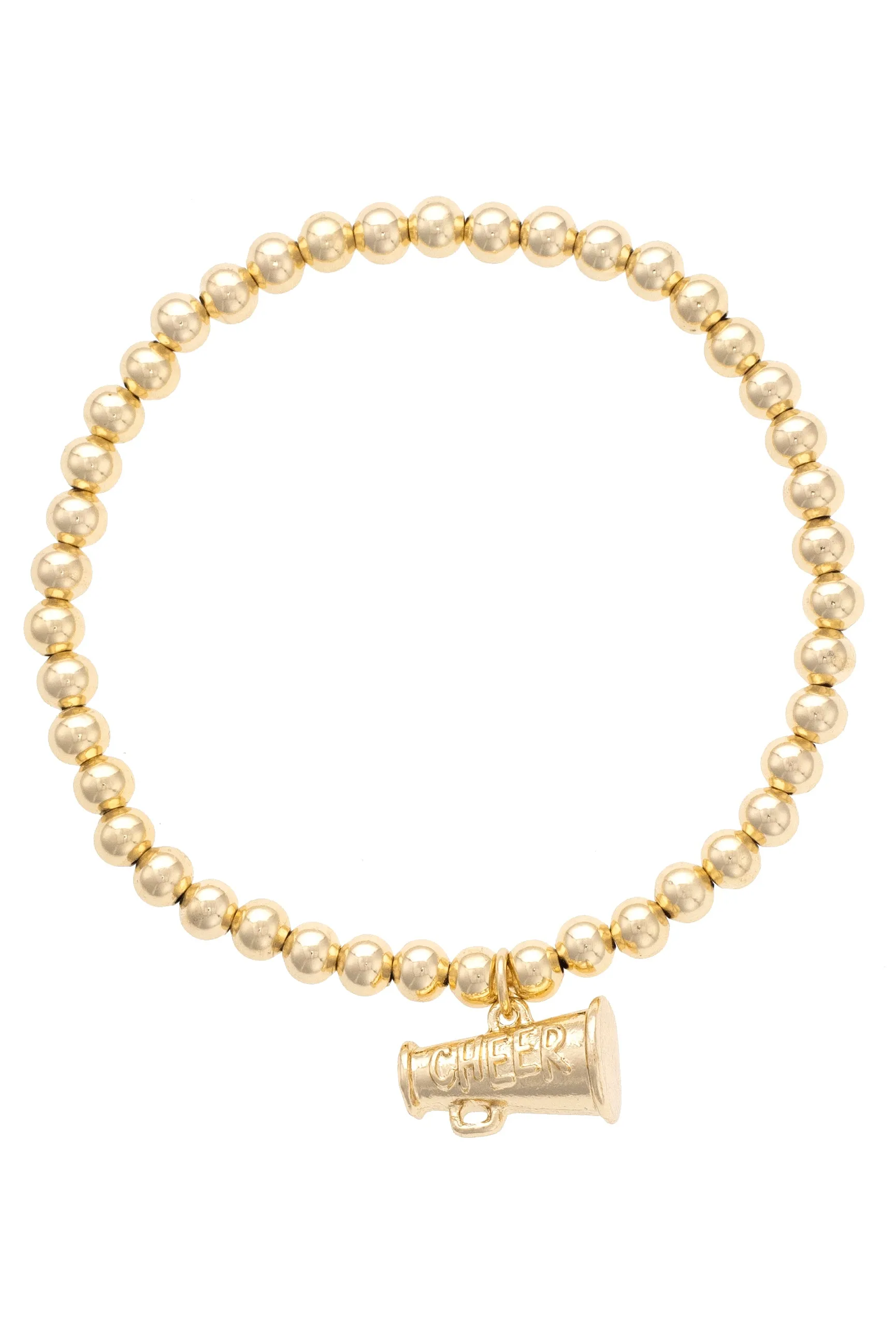 Cheer Ball Bead Stretch Bracelet in Shiny Gold sold by Canvas Style