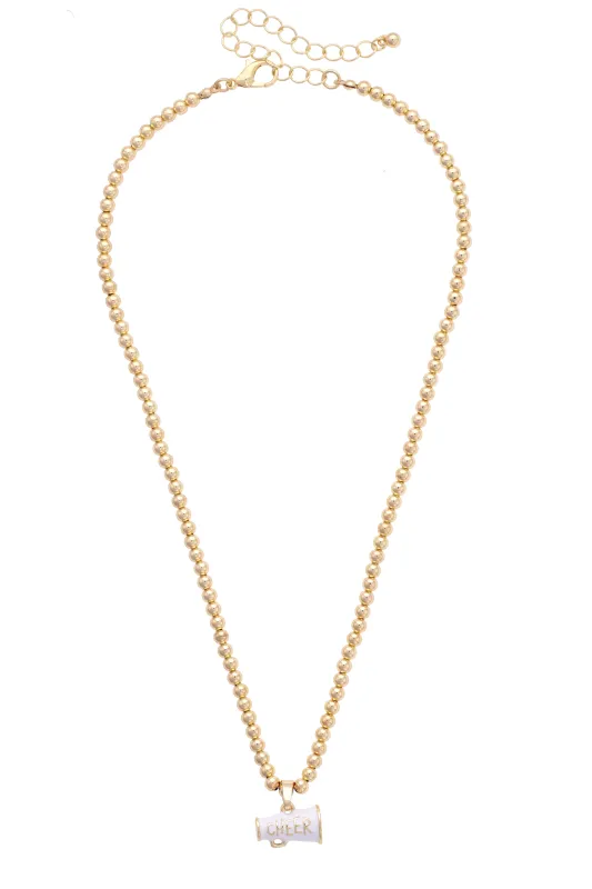 Cheer Enamel Ball Bead Necklace in Shiny Gold sold by Canvas Style