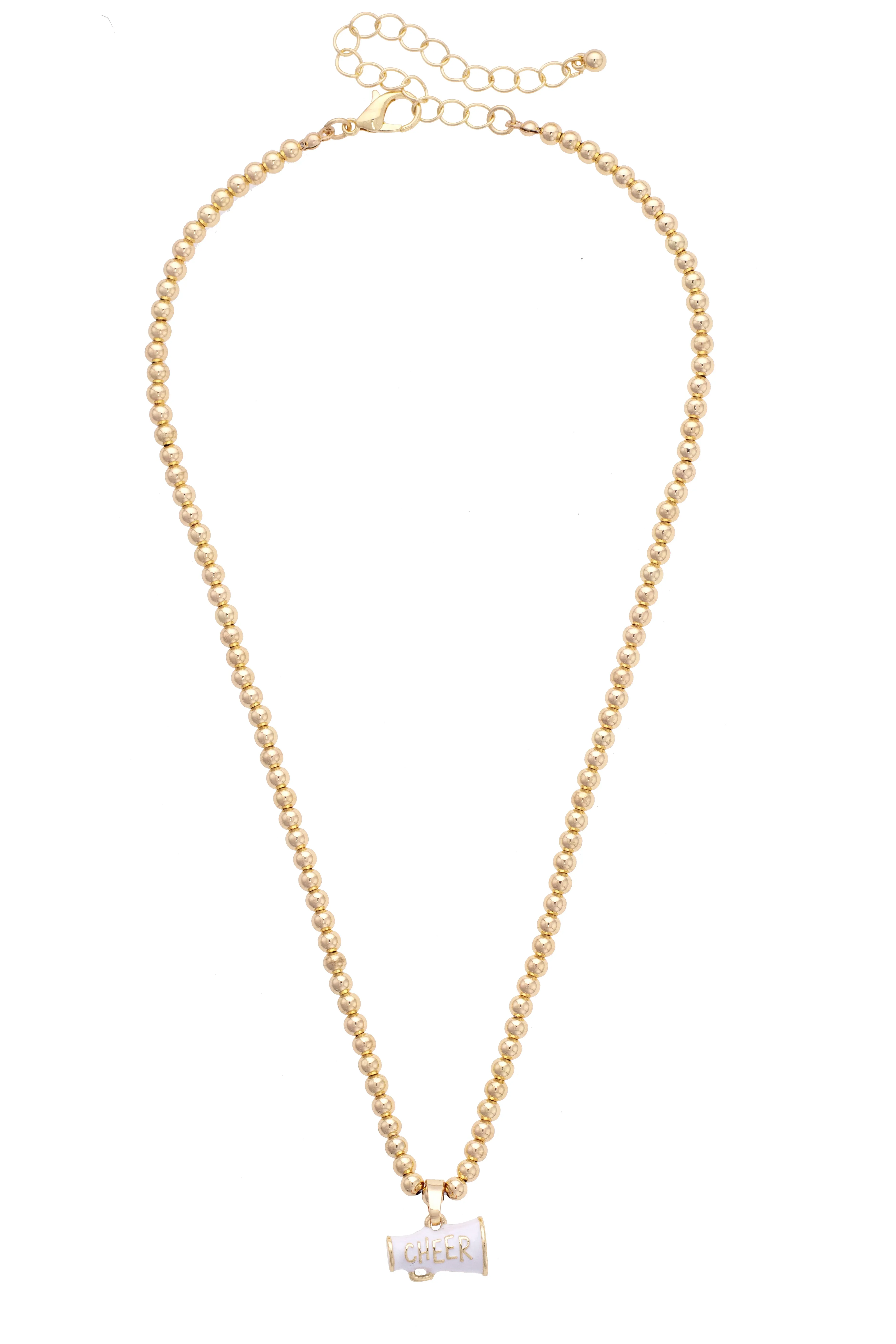 Cheer Enamel Ball Bead Necklace in Shiny Gold sold by Canvas Style