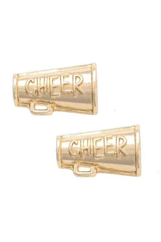 Cheer Stud Earrings in Shiny Gold sold by Canvas Style