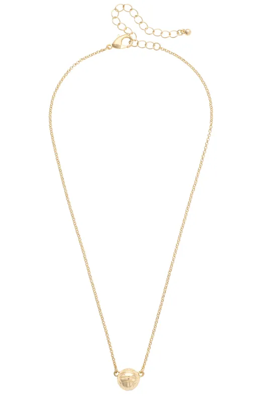 Volleyball Necklace in Shiny Gold sold by Canvas Style