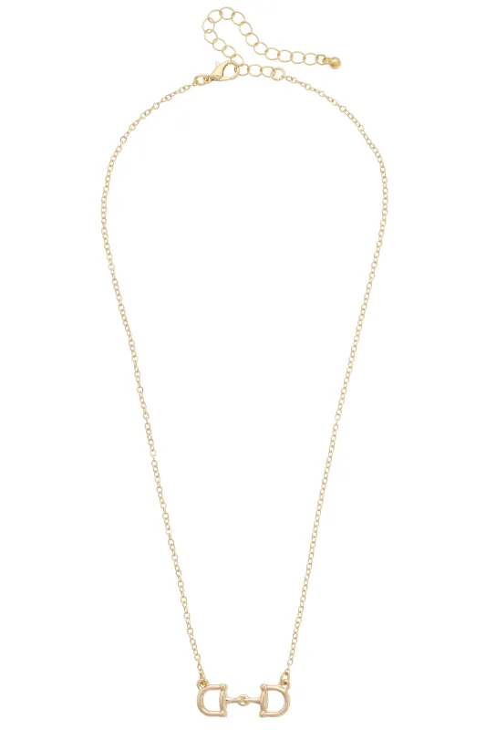Roux Horsebit Necklace in Shiny Gold sold by Canvas Style