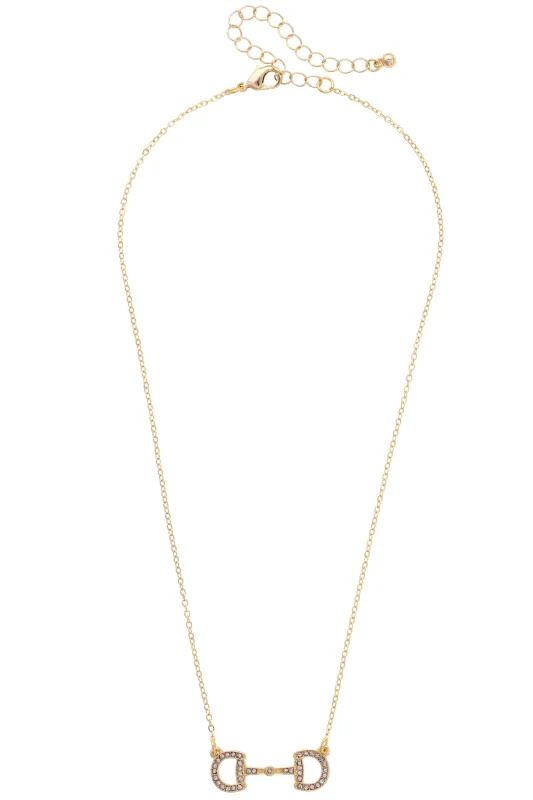 Queenie Pave Horsebit Necklace in Shiny Gold sold by Canvas Style