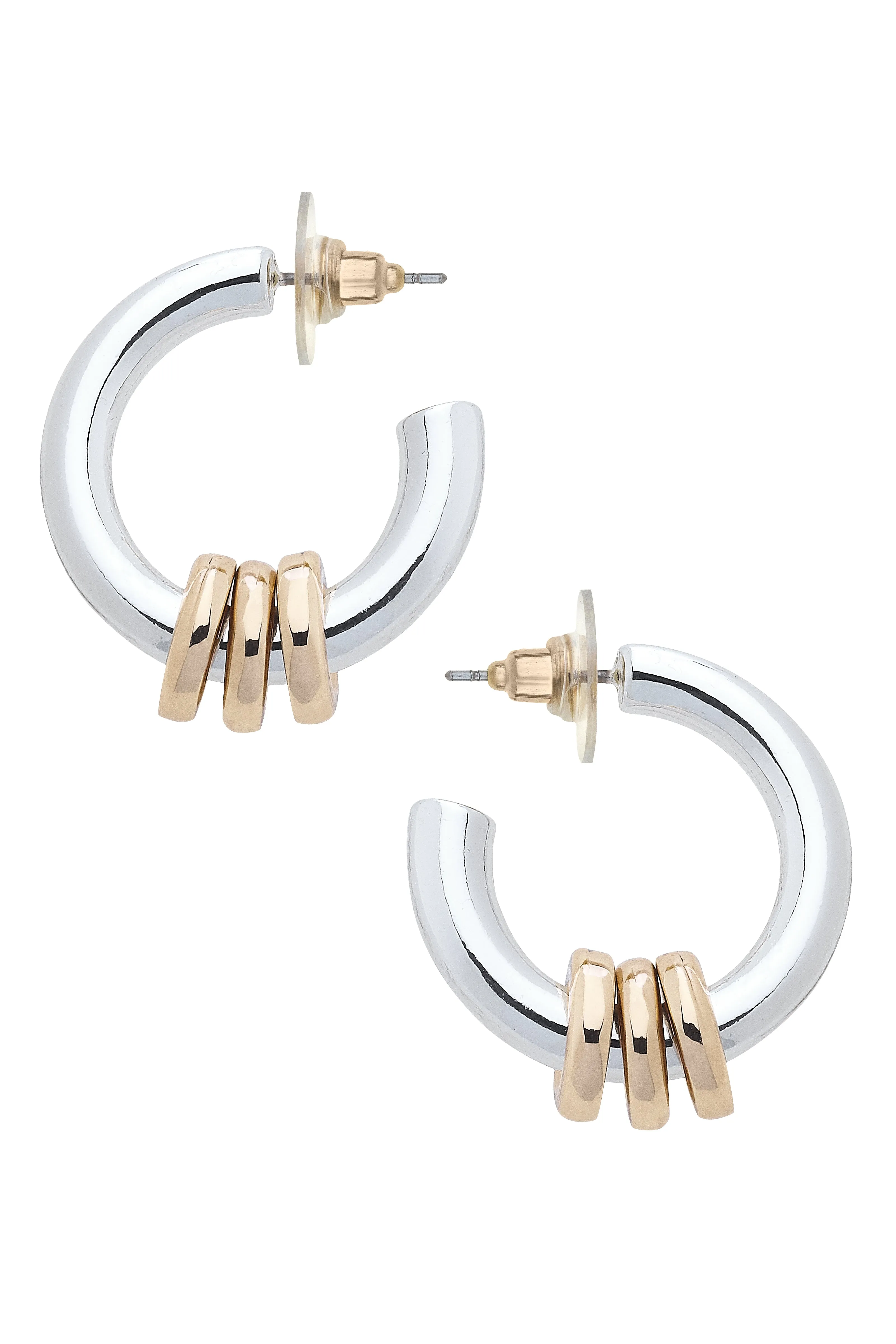 Elise Looped Hoop Earrings in Shiny Two Tone sold by Canvas Style