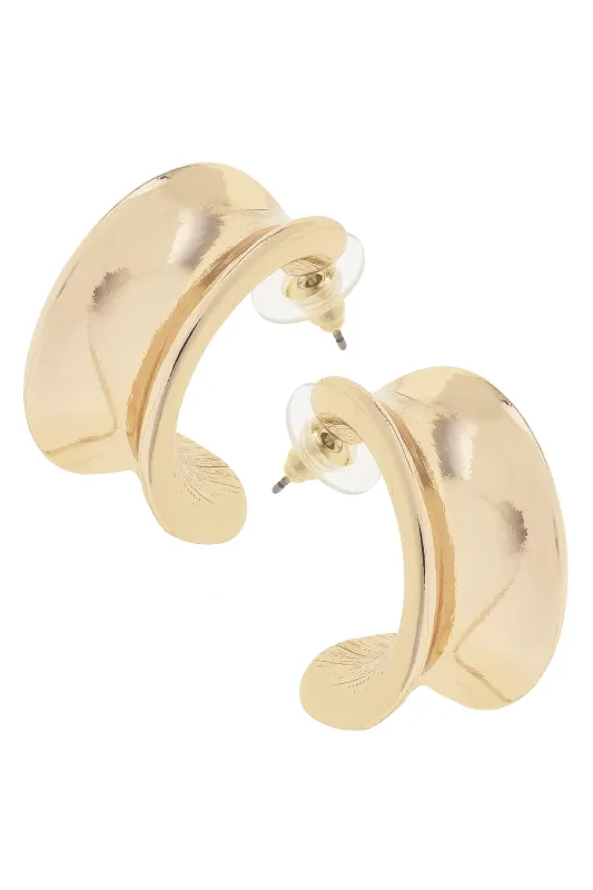 Callie Chunky Hoop Earrings in Shiny Gold sold by Canvas Style