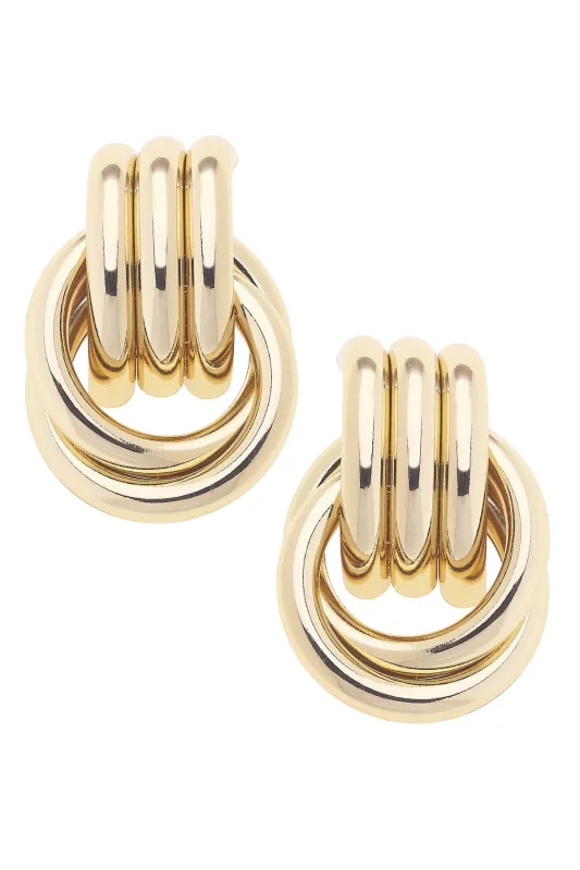 Goldie Vintage Knot Earrings in Shiny Gold sold by Canvas Style