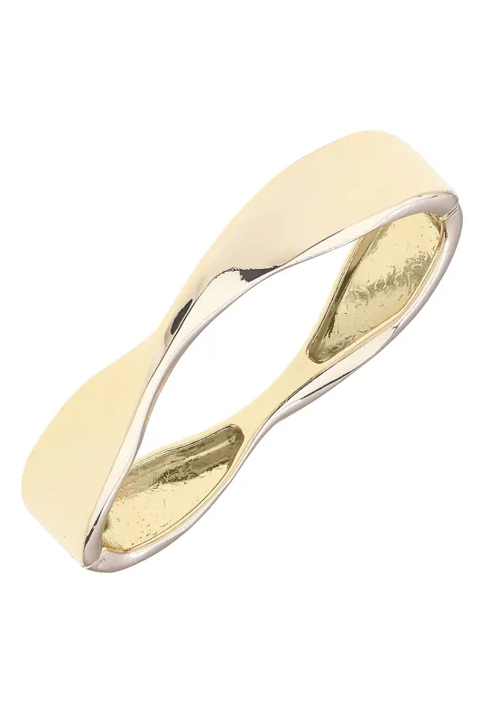 Rue Twisted Metal Hinge Bangle in Shiny Gold sold by Canvas Style