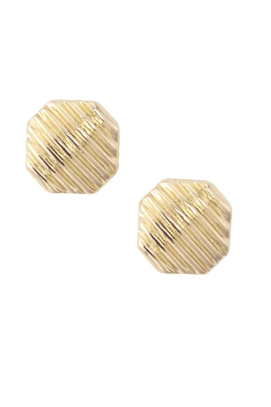 Diana Ribbed Beehive Stud Earrings in Shiny Gold sold by Canvas Style