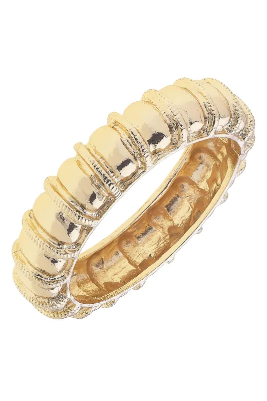 Marjorie Hinge Bangle in Shiny Gold sold by Canvas Style