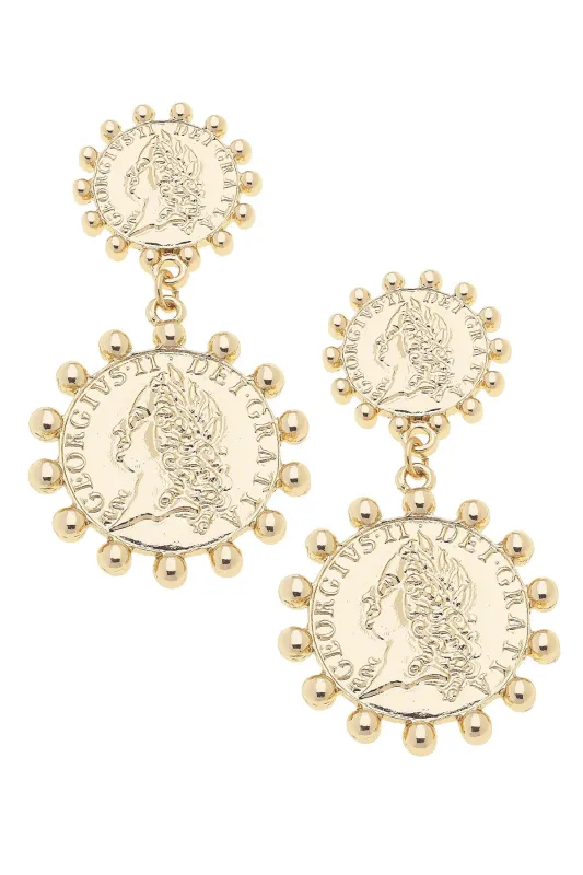 Luciana Studded Coin Duo Earrings in Shiny Gold made by Canvas Style