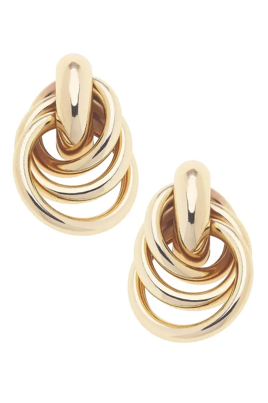 Joanie Knot Earrings in Shiny Gold sold by Canvas Style
