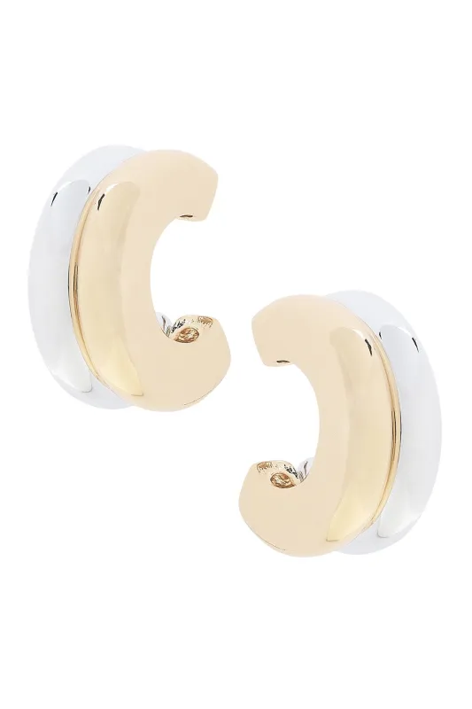 Dylan Double Hoop Earrings in Shiny Two Tone sold by Canvas Style