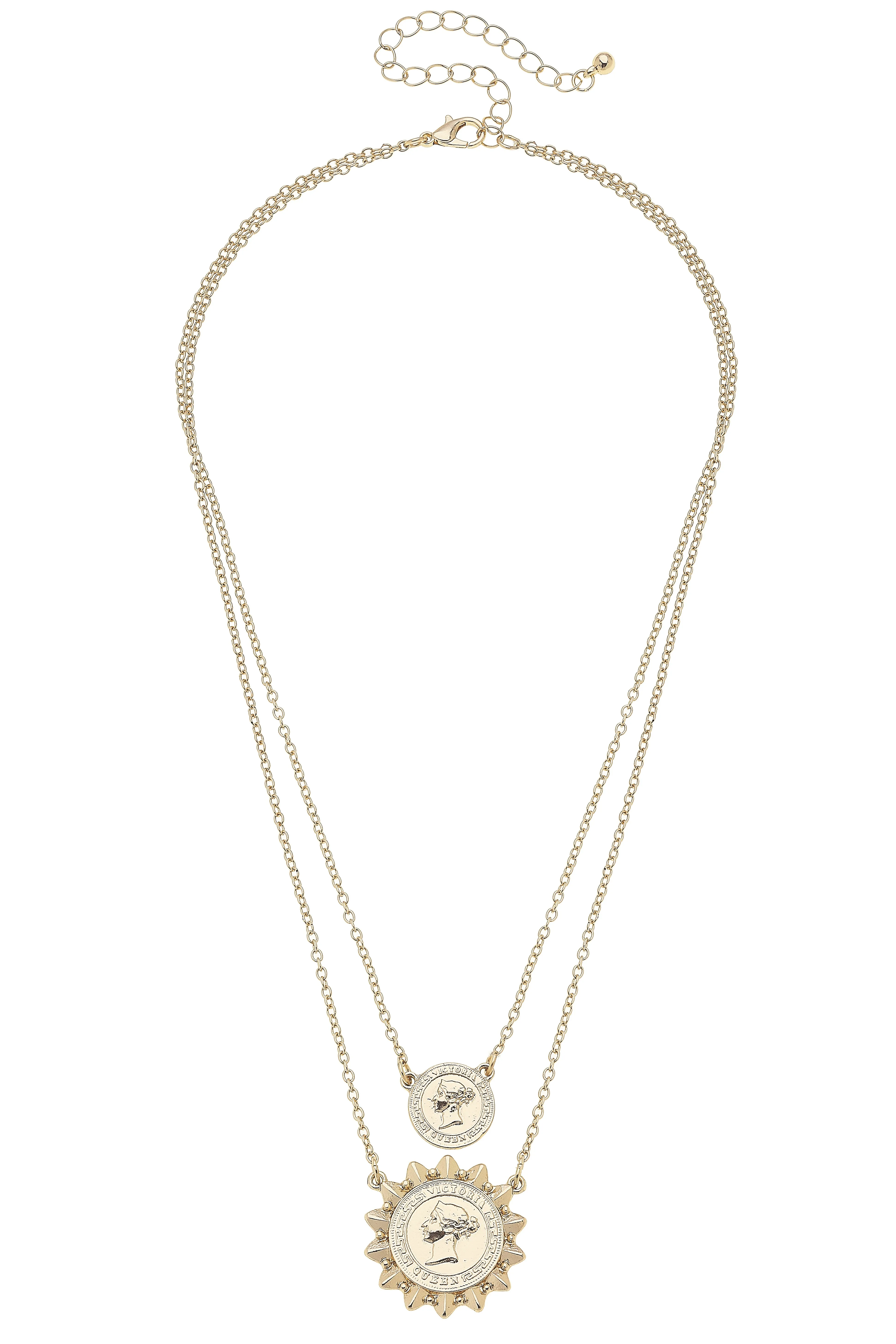 Sienna Coin Layered Necklace in Shiny Gold sold by Canvas Style