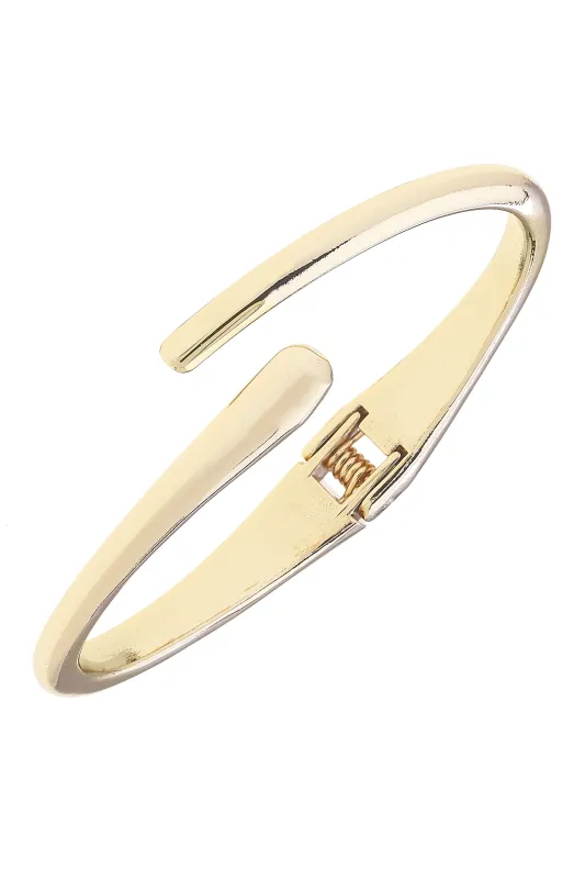 Fraiser Skinny Crossover Bangle in Shiny Gold sold by Canvas Style