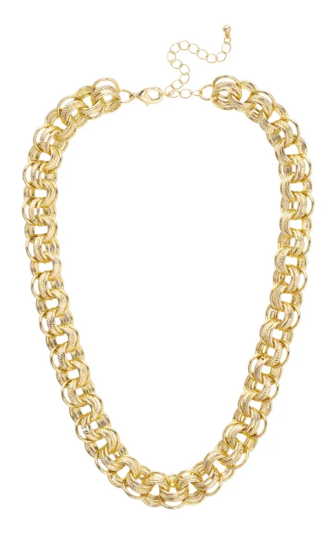 Agnes Triple Link Necklace in Shiny Gold sold by Canvas Style