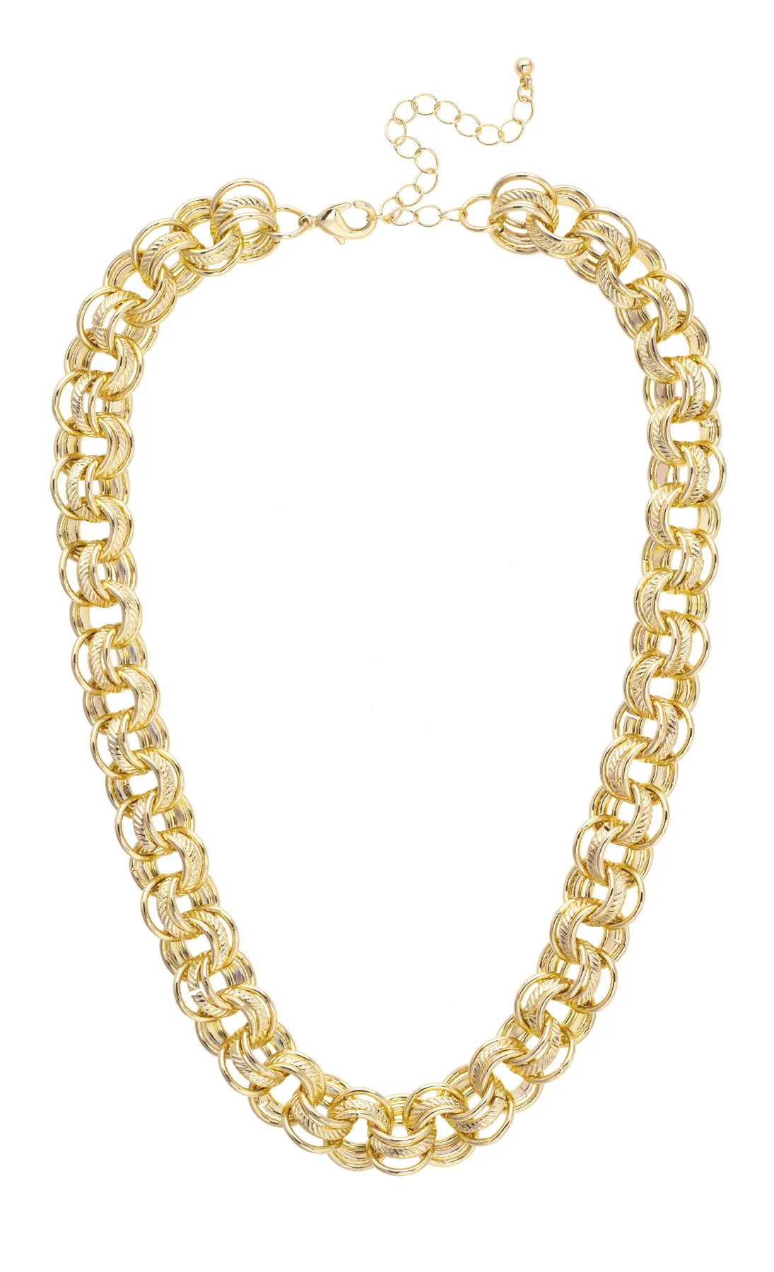 Agnes Triple Link Necklace in Shiny Gold sold by Canvas Style