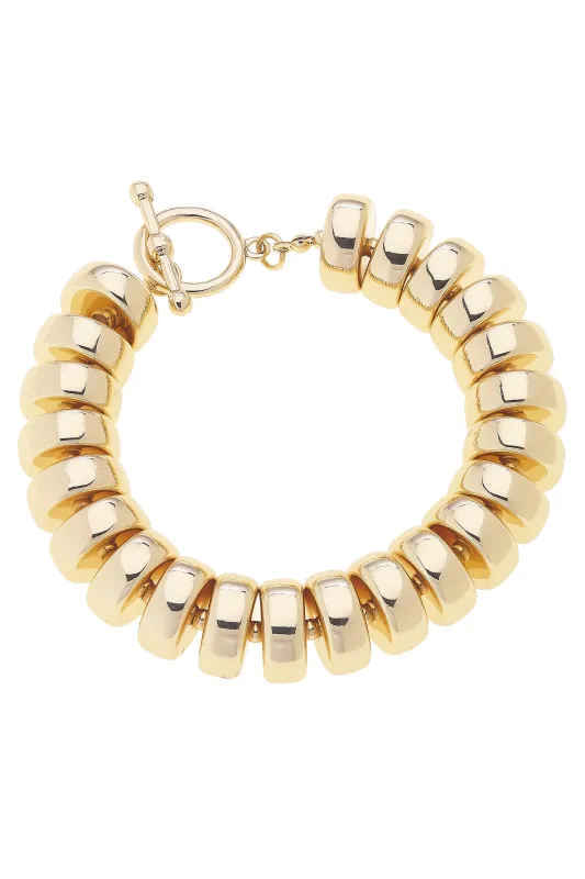 Miranda Coil Stretch Bracelet in Shiny Gold sold by Canvas Style