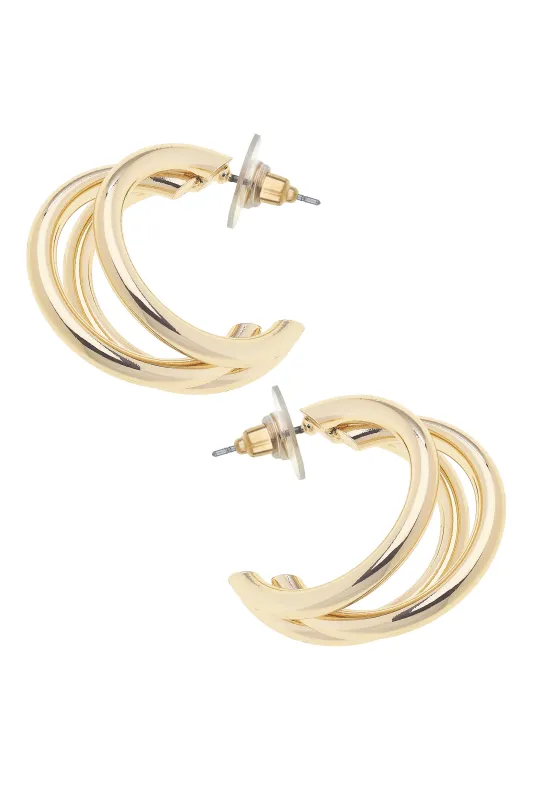 Geneva Illusion Hoop Earrings in Shiny Gold made by Canvas Style
