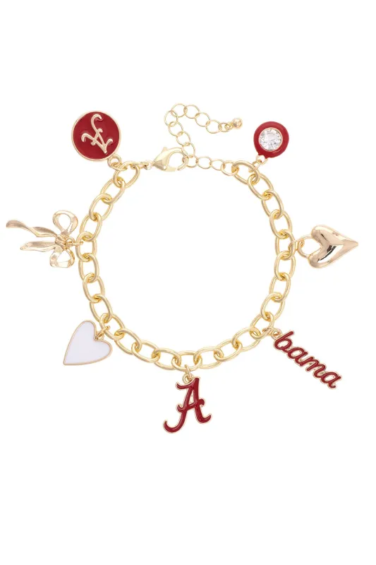 Alabama Crimson Tide Enamel Icons Charm Bracelet sold by Canvas Style