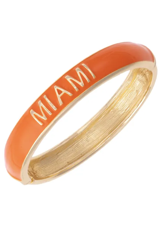 Miami Hurricanes Sculpted Enamel Hinge Bangle in Orange sold by Canvas Style