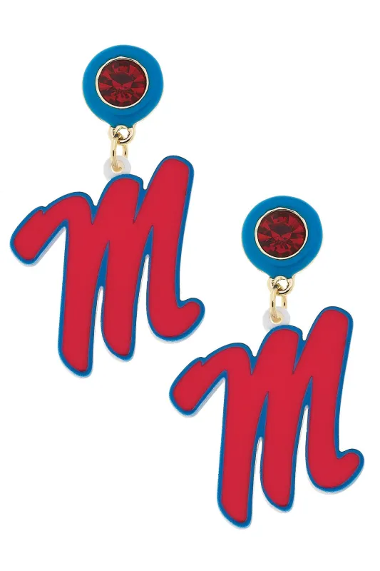 Ole Miss Resin Earrings in Red/Blue sold by Canvas Style