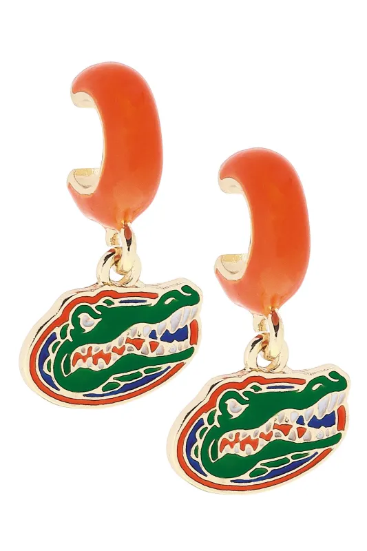 Florida Gators Enamel Logo Huggie Hoop Earrings in Orange sold by Canvas Style