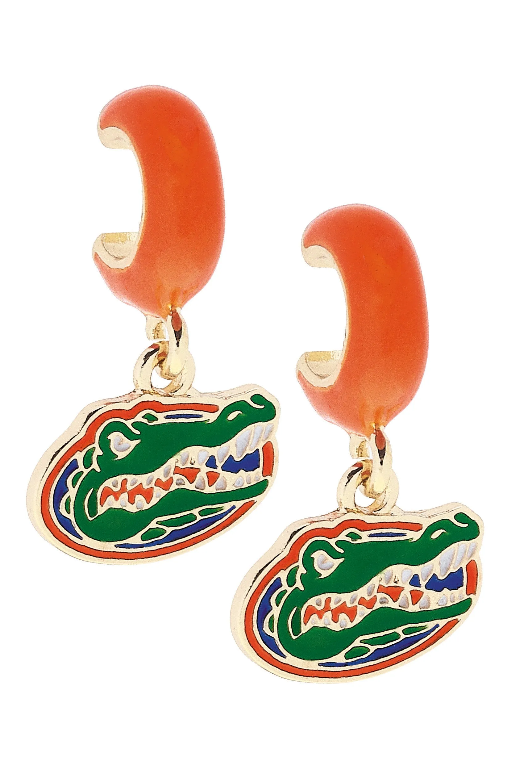 Florida Gators Enamel Logo Huggie Hoop Earrings in Orange sold by Canvas Style