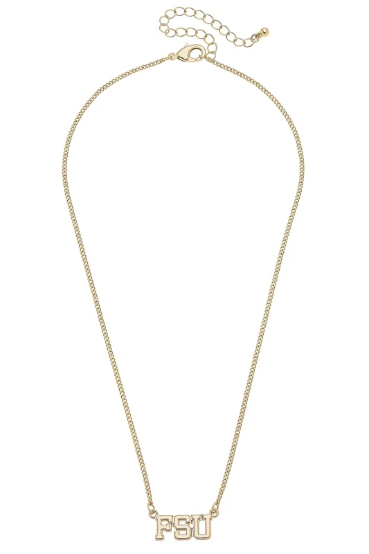 Florida State Seminoles Varsity Outline Necklace in Shiny Gold sold by Canvas Style