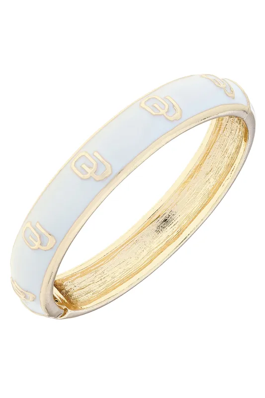 Oklahoma Sooners Sculpted Enamel Logo Hinge Bangle in White sold by Canvas Style