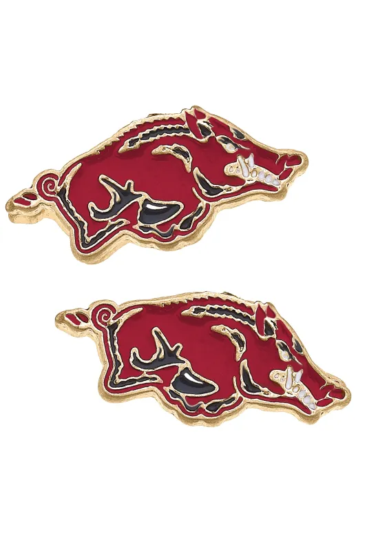 Arkansas Razorbacks Enamel Logo Stud Earrings sold by Canvas Style