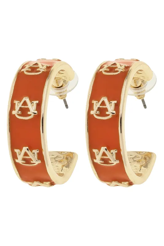 Auburn Tigers Enamel Logo Hoop Earrings sold by Canvas Style