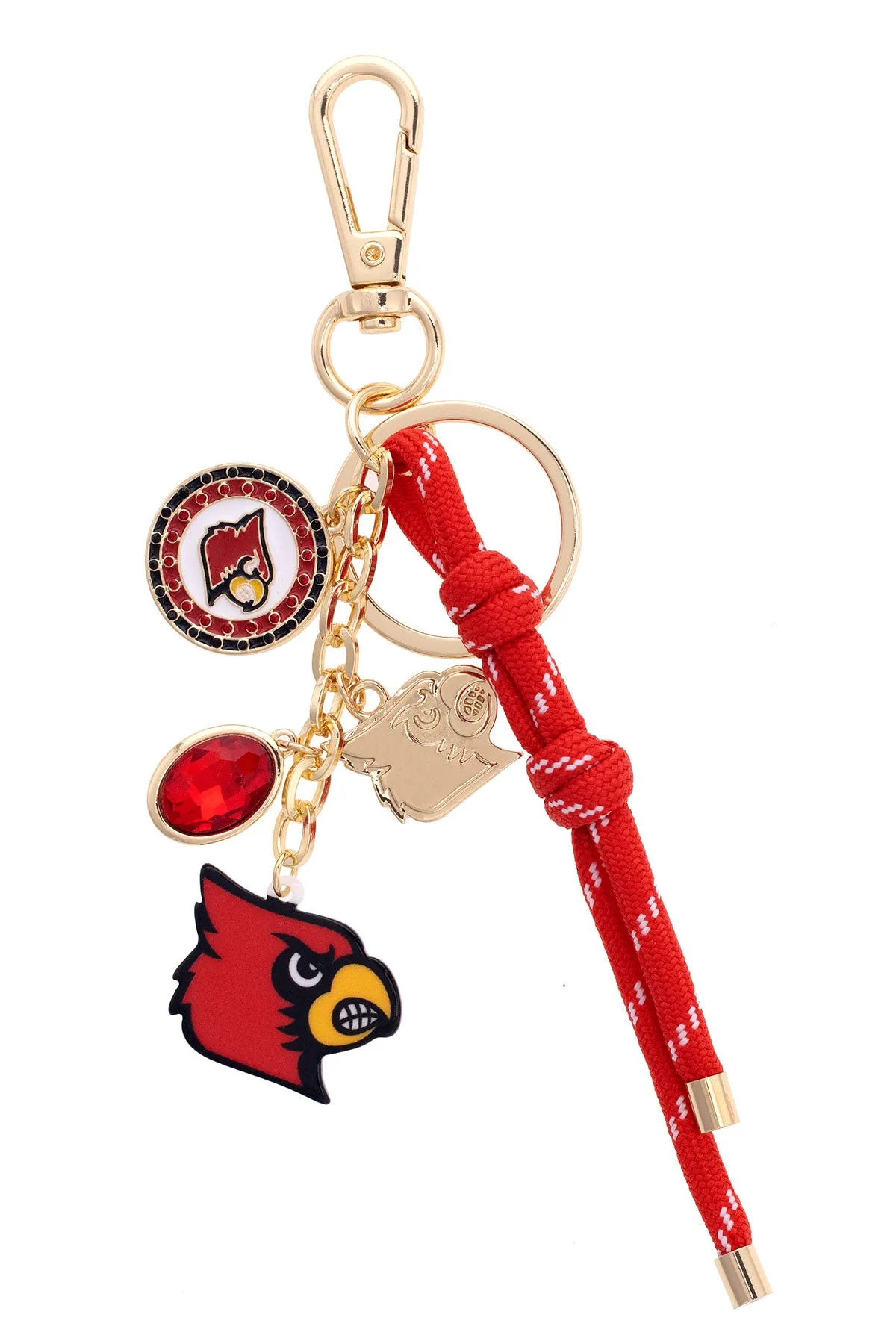 Louisville Cardinals Cluster Bag Charm in Red & Shiny Gold sold by Canvas Style