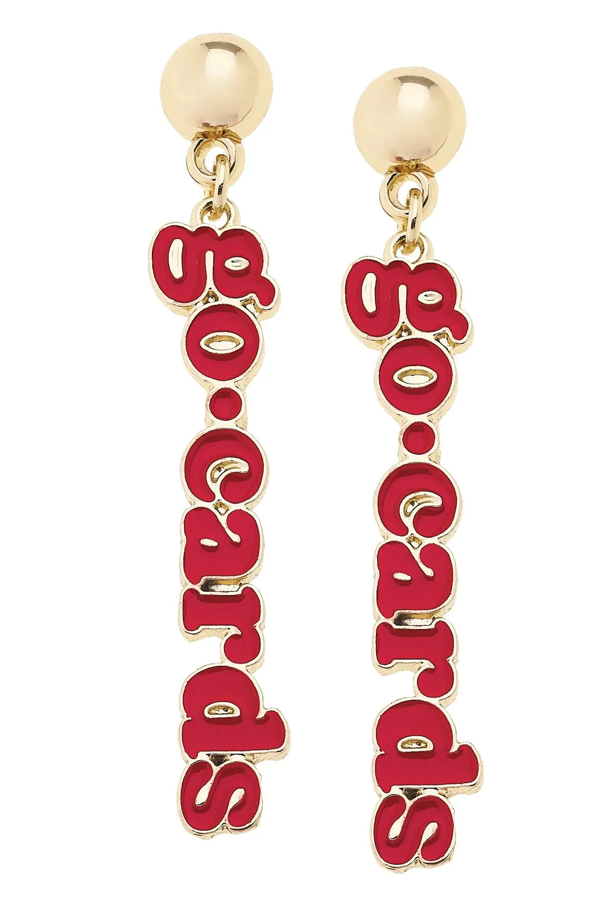Louisville Cardinals Slogan Earrings in Red/Shiny Gold sold by Canvas Style