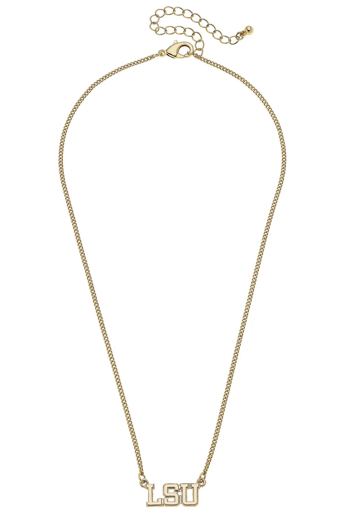 LSU Tigers Varsity Outline Necklace in Shiny Gold sold by Canvas Style