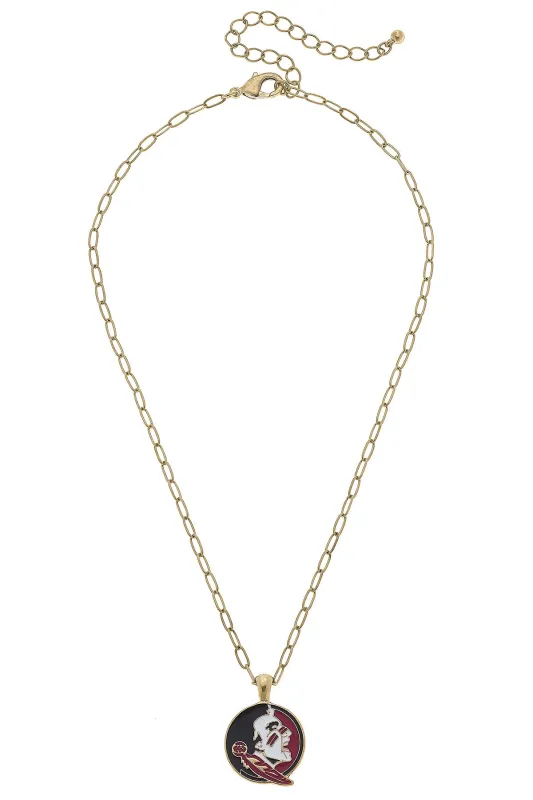 Florida State Seminoles Enamel Pendant Necklace in Shiny Gold sold by Canvas Style