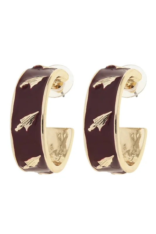 Florida State Seminoles Enamel Logo Hoop Earrings in Garnet/Shiny Gold sold by Canvas Style
