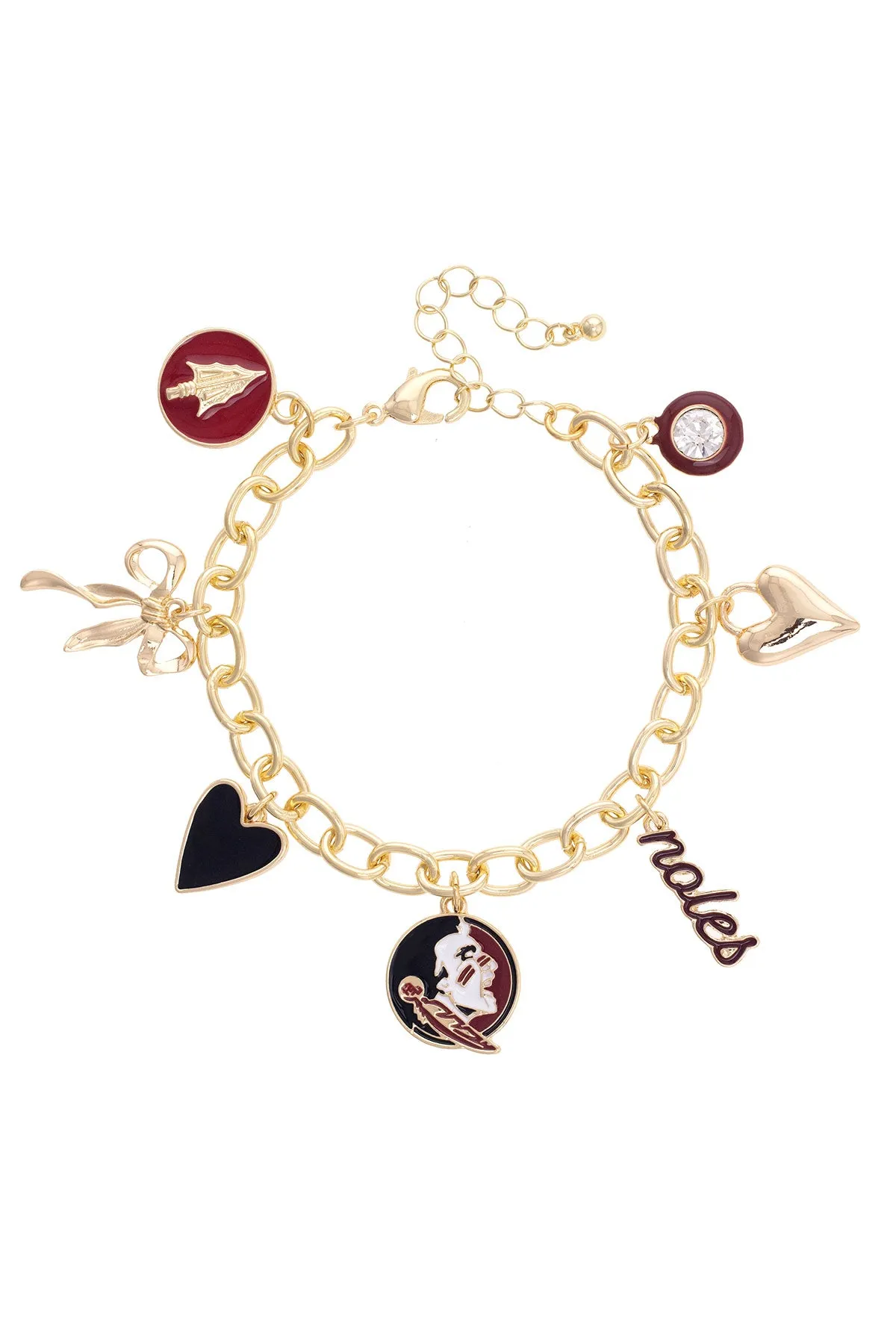 Florida State Seminoles Enamel Icons Charm Bracelet in Shiny Gold sold by Canvas Style