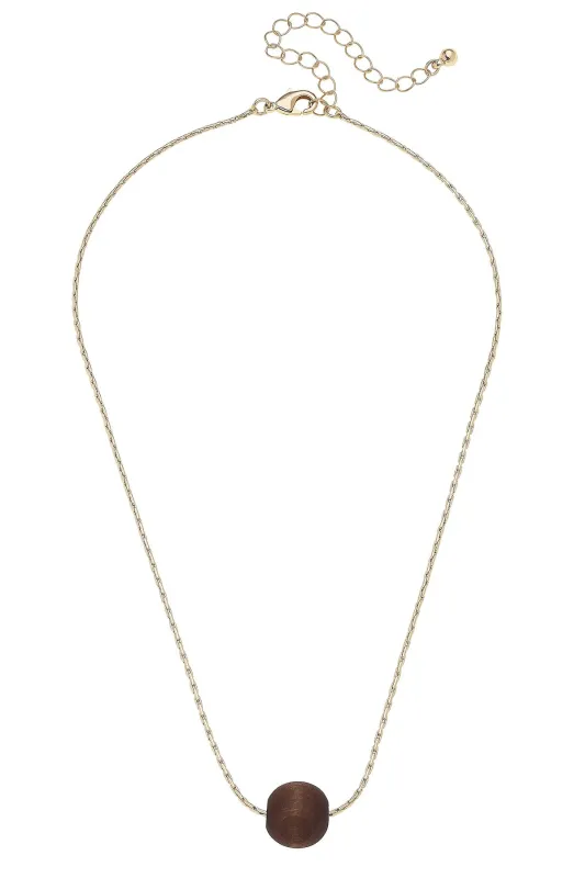 Waverly Wood Bead Necklace in Brown sold by Canvas Style