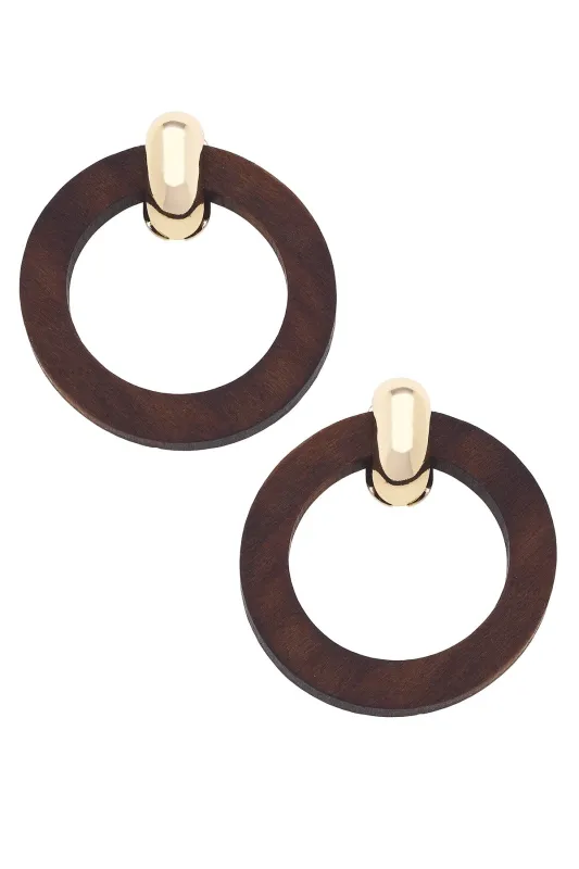 Kai Wooden Hoop Earrings in Brown sold by Canvas Style