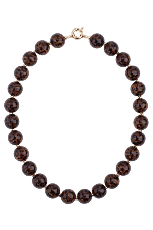 Jolene Beaded Resin Necklace in Tortoise sold by Canvas Style