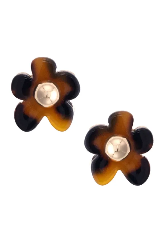 Bambi Flower Stud Earrings in Tortoise sold by Canvas Style