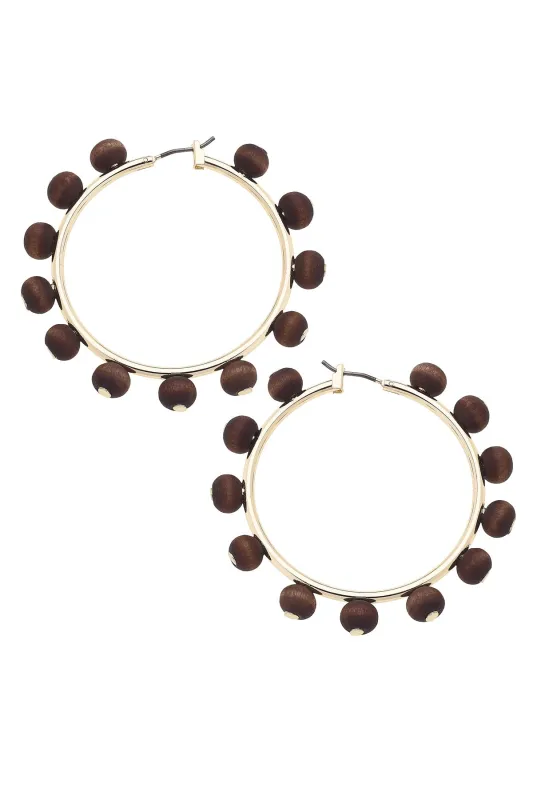 Autumn Wood Hoop Earrings in Brown sold by Canvas Style