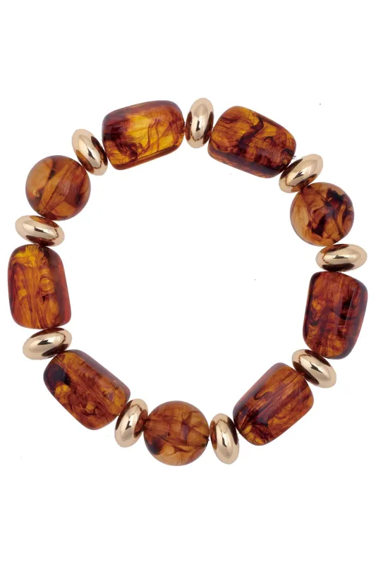 Giselle Resin Stretch Bracelet in Tortoise sold by Canvas Style