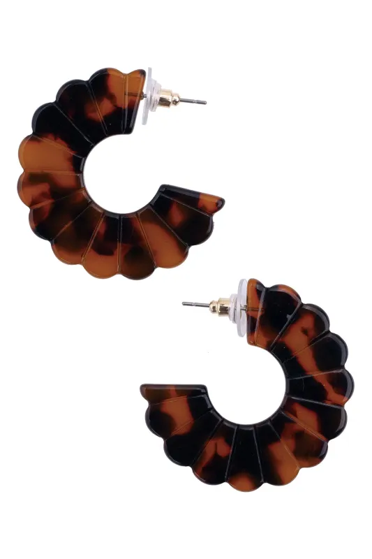 Dominique Scalloped Hoop Earrings in Tortoise sold by Canvas Style