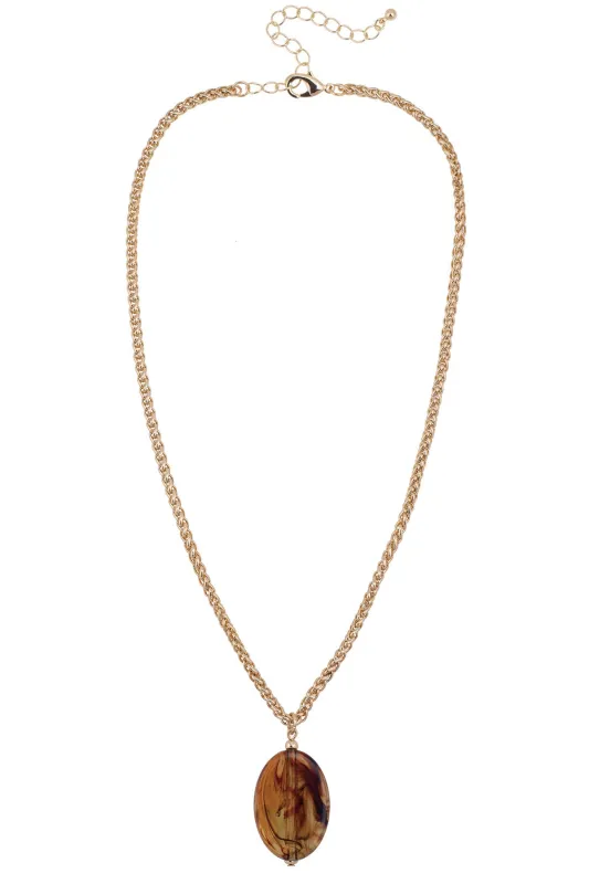 Pilar Resin Pendant Necklace in Tortoise sold by Canvas Style