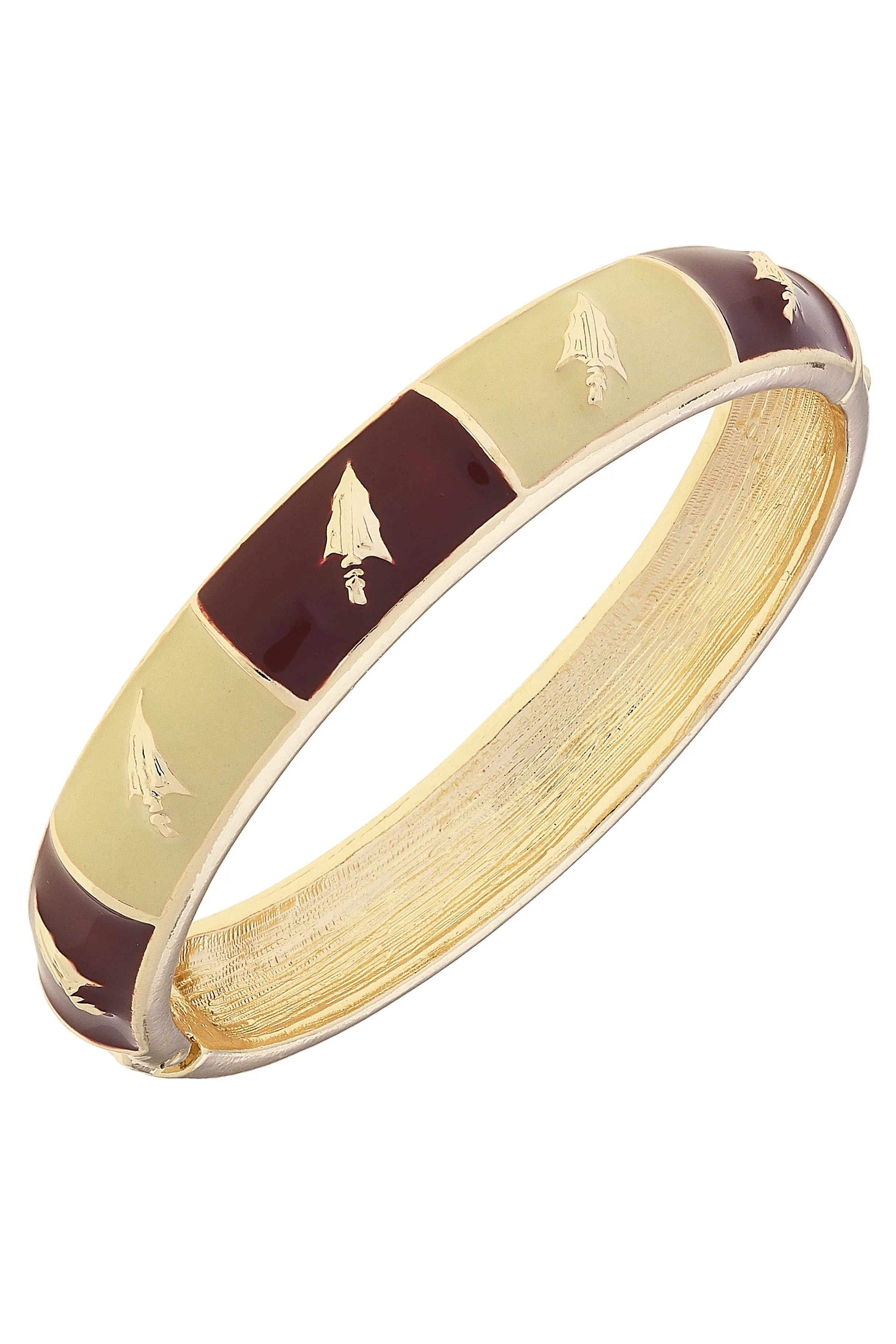Florida State Seminoles Sculpted Enamel Checkered Hinge Bangle in Garnet/Gold sold by Canvas Style